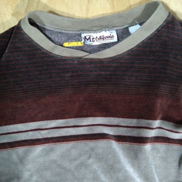 Vintage 70s Mr. California Striped Velveteen Crewneck Sweatshirt - Picture 1 of 7